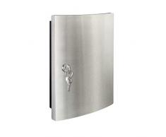 Haky Box Schlüsselkasten mit Edelstahlfronttür gebürstet - HakyBox - Key Box - Schlüsselbox - Schlüsselschrank für 12 Schlüsselanhänger (inkl.) - Made in Germany