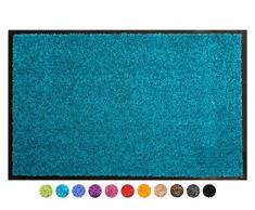 Primaflor - Ideen in Textil Schmutzfangmatte CLEAN – Türkis 40x60 cm, Waschbare, rutschfeste, Pflegeleichte Fußmatte, Eingangsmatte, Küchenläufer Sauberlauf-Matte, Türvorleger für Innen & Außen
