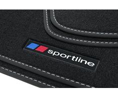 teileplus24 F656 Fußmatten Gummimatten Sportline Design Bandeinfassung Ziernähte, Naht:Silber
