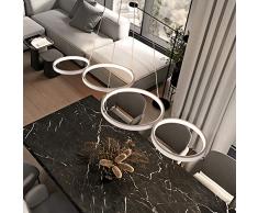 GBLY LED Pendelleuchte Modern Weiß 4 Flammig Esstischlampe 3000k Warmweiß Schlafzimmerlampe in Ringoptik 37W Höhenverstellbar Büro Hängelampe aus Aluminium für Esszimmer Schalfzimmer Arbeitszimmer