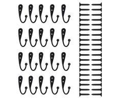 Cozywind 20er Set Garderobenhaken mit Schrauben Antik Haken Kleiderhaken für Kleidung Vintage Bad Küche Wandhaken (Schwarz)