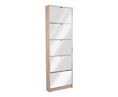 Schuhschrank Siri, Sonoma Eiche, mit Spiegel, Schuhkipper, 5 Klappen