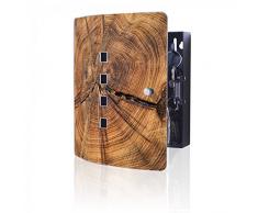 banjado Design Schlüsselkasten aus Edelstahl | 10 Haken für Schlüssel | praktischer Magnetverschluss | 24x21,5cm Motiv Jahresringe