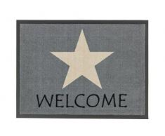 Bavaria Home Style Collection Fussmatten Fußmatten Schmutzfangmatte Fußmatte Fussmatte Fußabstreifer Fußabtreter Schmutzmatte Haustür Grau Stern Stars Welcome 50 x 70 cm innen draussen waschbar