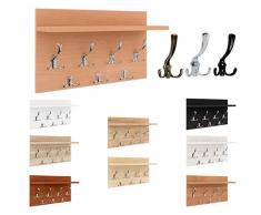 Epi-Tech Premium Garderobe Wandgarderobe mit 7 Haken, Wandpaneel Flurgarderobe Garderobenpaneel Garderobenleiste - Buche