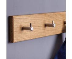 Wandgarderobe aus Holz | handgefertigt in Bayern | Garderobenpaneel Garderobenleiste Hakenleiste Garderobe-Holz | Handtuchhalter | Massiv-Holz | Eichenholz 40cm 3 Haken