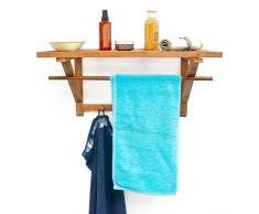 Relaxdays Wandregal mit Hakenleiste HBT 18 x 50 x 16 cm Wandgarderobe mit 4 H...