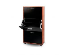 CRAVOG Schuhschrank mit 3 Schuhkipper Schuhregal Regal Schrank Kommode Schuhe Diele (Wenge - schwarz)