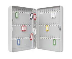 Wedo 10260837X Schlüsselschrank (für 110 Schlüssel, pulverbeschichtetes Stahlblech 28 x 6 x 37 cm, Sicherheitsschloß inklusive 2 Schlüssel) lichtgrau