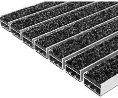 Desan | Alu Fußmatte Ultra Mat | 22mm Aluminium Fußabtreter für Außen und Innen | Türmatte für die Haustür | Schmutzfangmatte in 3 Größen | Anthrazit | Textilrips | 39 x 59 cm