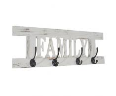 Mendler Wandgarderobe HWC-C60 Family, Garderobe Garderobenpaneel, Shabby-Look Vintage 60x21cm ~ weiß, Shabby