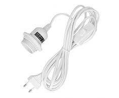 kwmobile E27 Lampenfassung mit Schalter - E27 Fassung Weiß mit 5m Netzkabel Schraubring Schalter - Lampenaufhängung Pendelleuchte Hängeleuchte