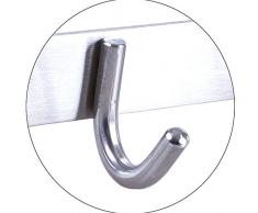 Hakenleiste Kleiderhaken EDELSTAHL gebürstet Garderobenleiste Garderobenhaken mit 1/4/6/8/10 Haken Wandhaken Wandgarderobe, Länge wählbar: 10 Haken(L: 725mm) Modell:GRETA