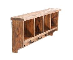DESIGN DELIGHTS WANDGARDEROBE MIT Regal Vintage II | 70x27x11 cm, Recyclingholz | Kleiderhaken