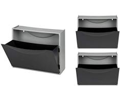 Kreher XL Schuhschrank aus Kunststoff in Schwarz. DREI Schuhkipper für insgesamt ca. 9 Paar Schuhe. Erweiterbar, abwaschbar, robust, multifunktional.