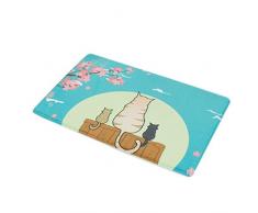 Nunbee Designer Fußmatte Anti Rutsch Unterlage Wasseraufnahme Teppich Praktische Schmutzfangmatte Haustür Flur Innenbereich Aussen Lustig Waschbar Weihnachten Katze, Katze6 40 * 60cm