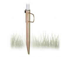 Relaxdays Rasendorn Sonnenschirm, Gartenschirm Schirmständer, Stahl verzinkt, für Stockgrößen bis 32 mm, H=43 cm, bronze