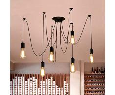 Oursun Kronleuchter Industrie Pendelleuchte Vintage Retro Spinne Lampe Hängend Deckenleuchte Hängelampe Pendellampe für Schlafzimmer Wohnzimmer Esszimmer (6 lights)