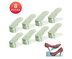8 Packs Schuhregal Organizer, verstellbare Schuhschlitze, Schuhregale Space Saver Schuhhalter Rack für Erwachsene und Kinder (Grün)