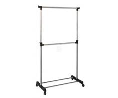 Haku Rollgarderobe Garderobe aus Alufarbigem und verchromtem Stahlrohr und grauem Kunststoff, Breite 90cm, 44708