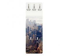 Apalis 78753 Wandgarderobe Der Morgen in New York | Design Garderobe Garderobenpaneel Kleiderhaken Flurgarderobe Hakenleiste Holz Standgarderobe Hängegarderobe | 139x46cm