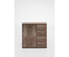 Beauty.Scouts Kombikommode Siblo, Kommode, Schrank, Flurkommode, Kommode, Garderobenschrank, Regal, Sideboard, Anrichte, Aufbewahrung, Flur, Diele, Wohnzimmer, Schlafzimmer, Schlammeiche Nachbildung, 81x83x41cm