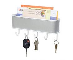 mDesign Briefablage und Schlüsselbrett-Organizer in grau-weiß, für Eingangsbereich oder Küche, wandmontiert