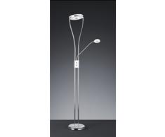 Reality Leuchten LED Stehleuchte in chrom, Oben 18 W dimmbar und 180 Grad Schwenkbar, Arm 4 W schaltbar, Höhe 180 cm R42412106