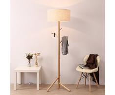 WI Home Stehleuchte, Stehend Lesen Led, Stehleuchte Nordic Einfache Moderne Amerikanische Kreative Schlafzimmer Wohnzimmer Garderobenständer Massivholz Stehleuchte Augenschutz Vertikale Tischlampe