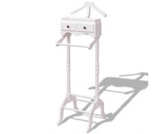 vidaXL 242751 Stummer Diener Kleiderständer mit Schubladen Herrendiener Garderobe Holz, Weiß, Gesamtmaße: 45 x 28,5 x 125 cm (L x B x H)