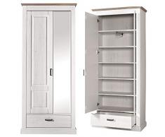 Flur Garderoben Möbel Set mit Kleiderschrank Dielenschrank Garderobenpaneel im Landhaus Look