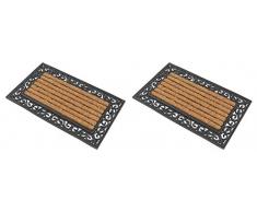 2x Eckige premium Fußmatte aus Gummi und Kokosfasern 76 x 46 cm ✓ 3,5 kg Fußabtreter verhindert verrutschen ✓ Robust & repräsentativ ✓ Schmutzfangmatte, Schmutzmatte, Fußabstreifer im Eingangsbereich