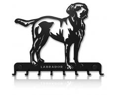 M-KeyCases Schlüsselbrett Labrador Hund Wand-Organizer (8-Haken) Dekorativer Schlüssel-Board Hakenleiste Schlüsselleiste Vintage Decor Haus-tür Küche Fahrzeug-schlüssel Aufhänger Schwarz