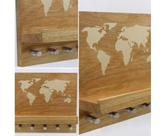 Schlüsselboard/Schlüsselbrett KasperoKey Eiche Weltkarte