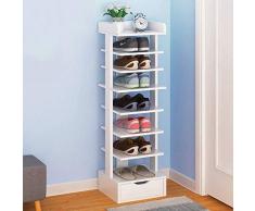 LKC Schuhregal, Hoch Schuhregal Schmal verstellbarer Regalorganisatorhalter Weiß Braun Balkon Ecktür Stabiler und langlebiger Ständer Multifunktionsgestell mit platzsparendem Schuhregal in der Schubl