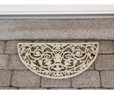 aubaho Fussmatte Fussabtreter Türmatte Eisen Landhausstil im antik Stil Creme-Weiss