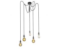 QAZQA Modern Moderne Hängelampe Chrom - Cava 5-flammig/Innenbeleuchtung/Schlafzimmer/Küche Stahl Rund/Länglich LED geeignet E27 Max. 5 x 60 Watt