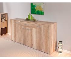 Inter Link Kommode Sideboard Anrichte Mehrzweckschrank Stauraumschrank MDF Wildeiche Nachbildung