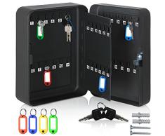 monzana® Schlüsselkasten | 48 Haken + 48 Schlüsselanhänger | abschließbar | Stahl | Schlüsselschrank Box Tresor Safe
