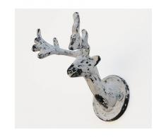 HAB & GUT (DH002) Garderobenhaken HIRSCH vintage weiss, aus Gusseisen