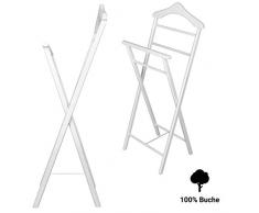 Staboos 2 Stück - Herrendiener Stummer Diener Kleiderständer Alfred, Garderoben Ablage aus Holz Herren Damen Diener in 3 Farben, Holzfarbe: Weiß