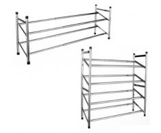Teleskop - Schuhregal - Verchromt - Stapelbar