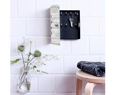 banjado Design Schlüsselkasten aus Edelstahl | 10 Haken für Schlüssel | praktischer Magnetverschluss | 24cm x 21,5cm Motiv Weiß Gebeizt