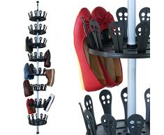 Deuba XXL Schuhregal Metall ausziehbar Platz für 96 Schuhe höhenverstellbar 80-280cm drehbar Schuhkarussell Schuhständer Schuhschrank Teleskopregal