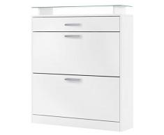 Vladon Schuhschrank Schuhkipper Loret, Korpus in Weiß matt/Front in Weiß matt