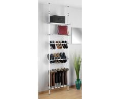 WENKO 6200010100 Teleskop Schuhregal Artemis - auch für Stiefel, pulverbeschichtetes Metall, 68.5 x 100-300 x 26.3 cm, Weiß
