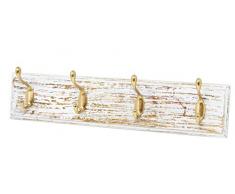 Lashuma 4er Wandgarderobe Vintage, Badezimmer Hakenleiste Antik Gold, Nostalgie Mehrzweckhaken Größe 45 x 10 cm