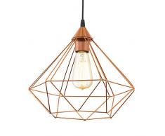 EGLO Pendellampe Tarbes, 1 flammige Vintage Pendelleuchte im Retro Look, Material: Stahl, Kunststoff, Farbe: Kupfer, Schwarz, Fassung: E27, Ø 32, 5 cm