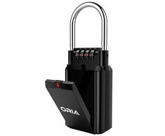 Oria Schlüsselsafe, 4 Stellige Schlüssel Lock Box Kombination Schloss Kasten, Wasserdicht und Anti Rusty Zink Legierung Schloss Kasten mit Große Größe für Familie & Immobilienmakler & Läufer, etc