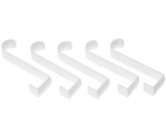 WENKO 4422010100 Türgarderobenhaken Weiß - 5er Set, Kunststoff, 1.5 x 8 x 4 cm, Weiß